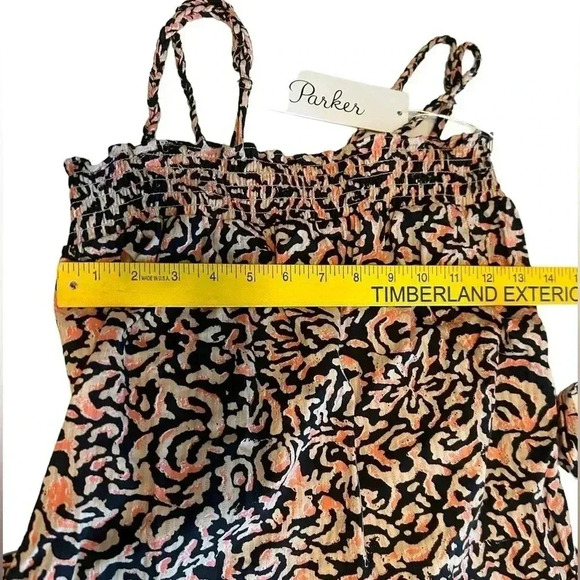 MSRP $328 Parker Maxi Tiered Sundress Animal Print w/Pockets. Smocked top bodice - Picture 10 of 12